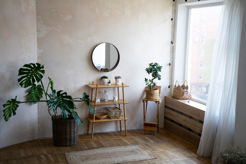 Mirror making small room look larger